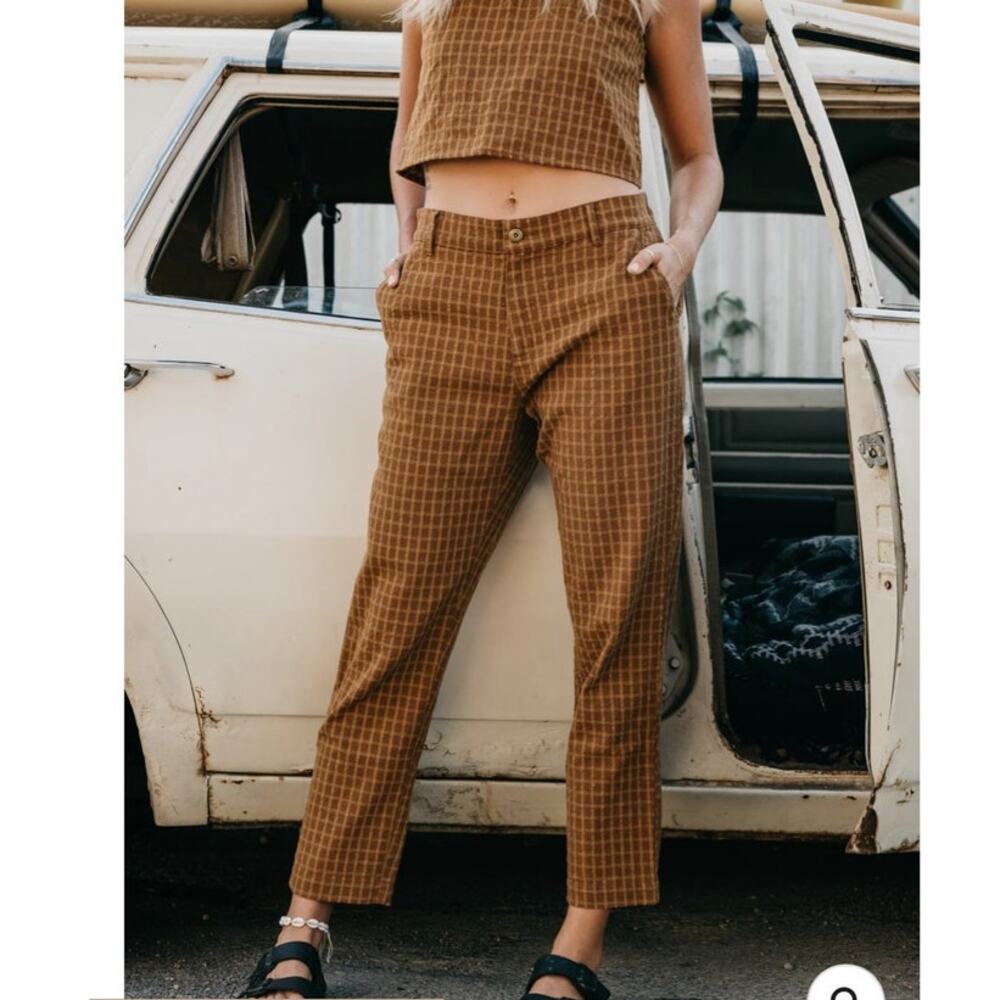 Ottway Kora  Unisex Brown Checked Pants Trousers Ankle size XS